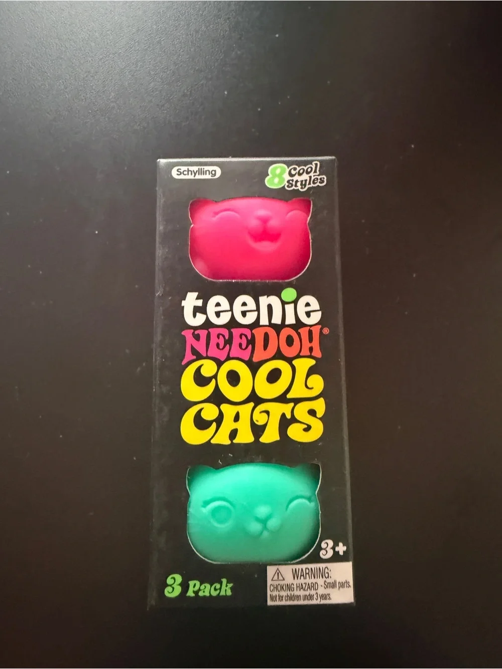 Nee Doh Schylling Teenie Cool Cats 3-pack Pink Purple Teal Squishy Sensory Toys